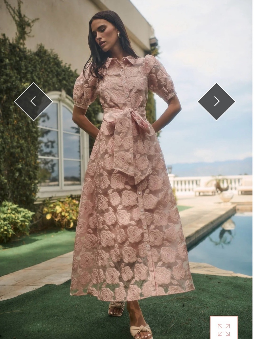 Sugarlips Dusty Rose Floral Lace Maxi Dress with Tie Waist